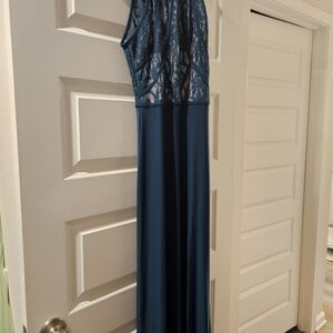 Morgan & Co. Teal Lace Maxi Dress